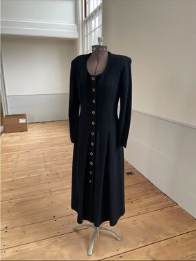 Classic Black Button-Front Women's Dress